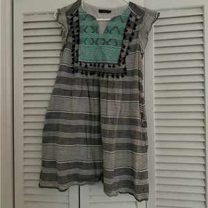 Striped Dress with Embroidered Detail